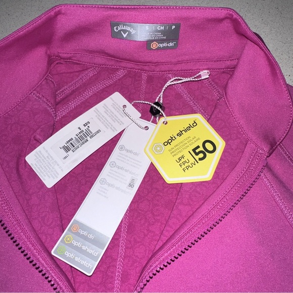 *NWT* Pink Callaway Performance Opti-Dri 1/4 Zip LS Lightweight Jacket - Picture 7 of 9
